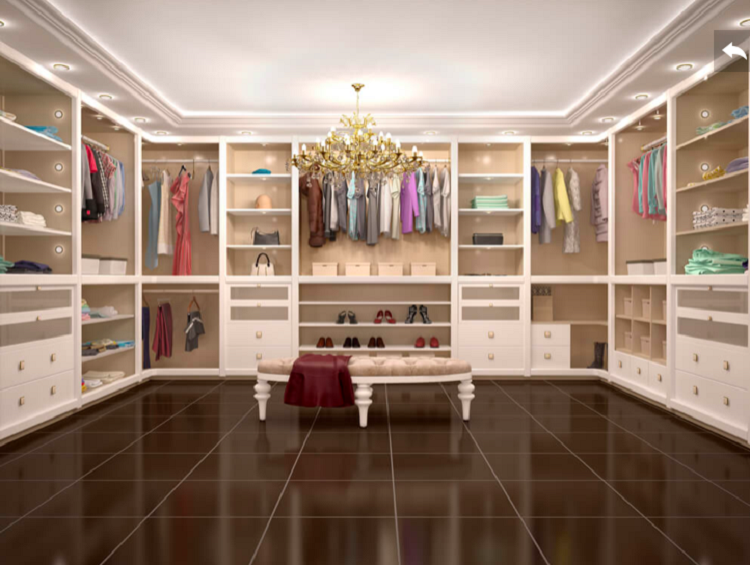 boujee walk in wardrobe